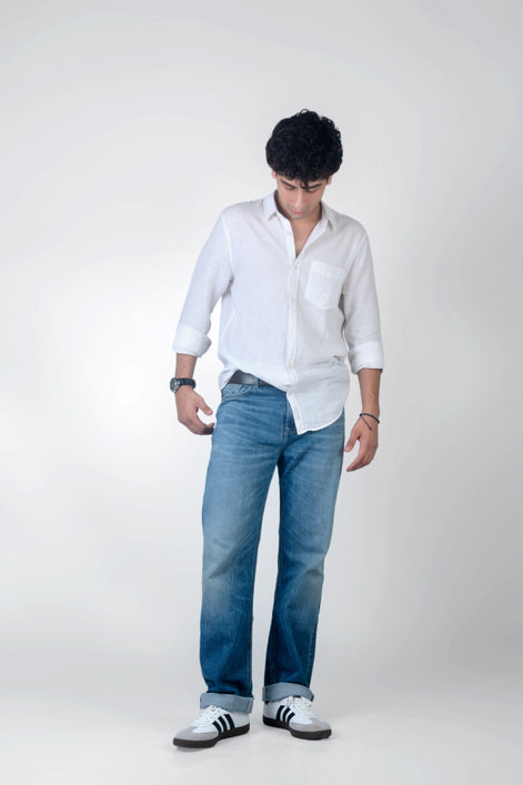 Relaxed Straight Mid Ocean Blue