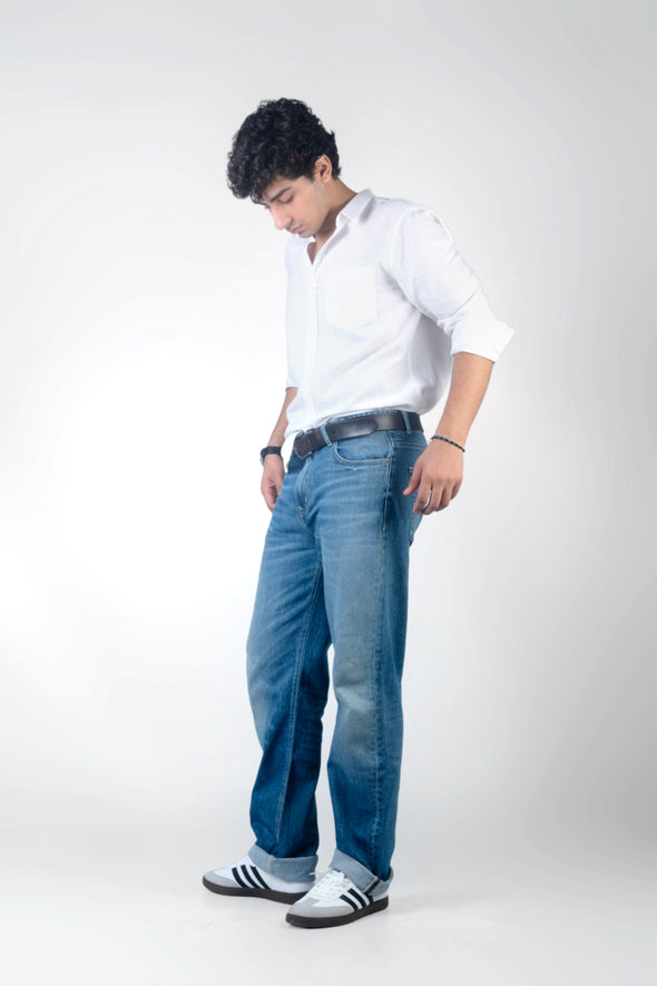 Relaxed Straight Mid Ocean Blue